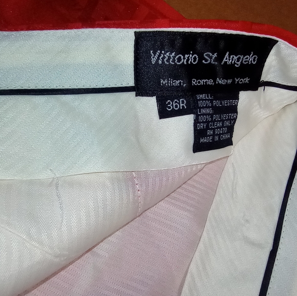 Satin Greek Key Pattern Filly Lined Metallic Red Men's Pants Size 36R - Picture 3 of 11